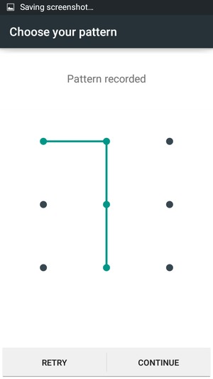 Draw an unlock pattern and select CONTINUE