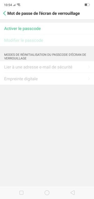 Sélectionnez Activer le passcode