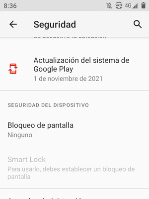 Desplácese y seleccione Bloqueo de pantalla