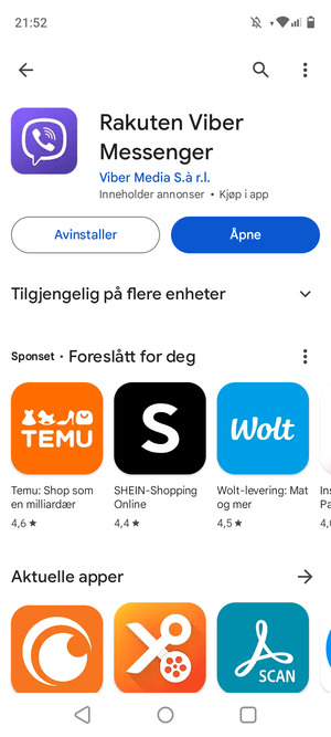 Velg Åpne