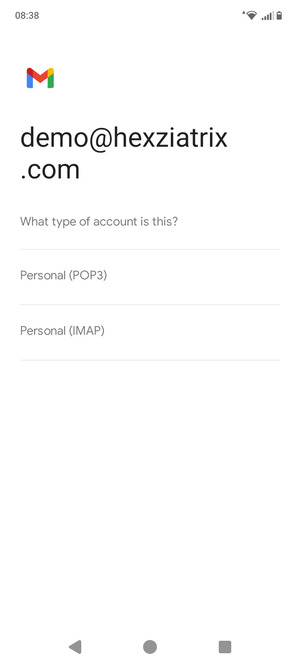 Select Personal (POP3) or Personal (IMAP)