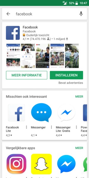 Selecteer de app