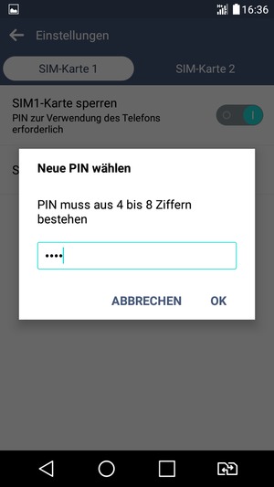 Geben Sie Ihre Neue PIN für SIM-Karte ein und wählen Sie OK