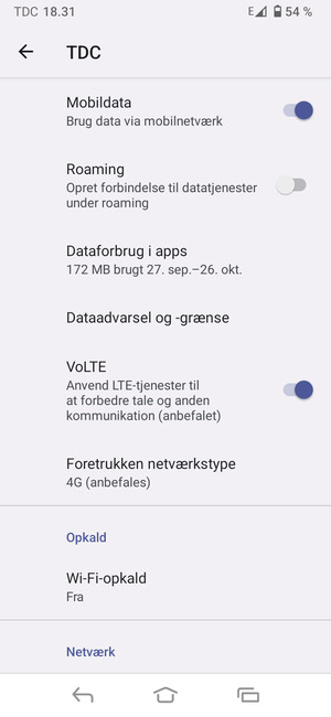 Vælg Foretrukken netværkstype