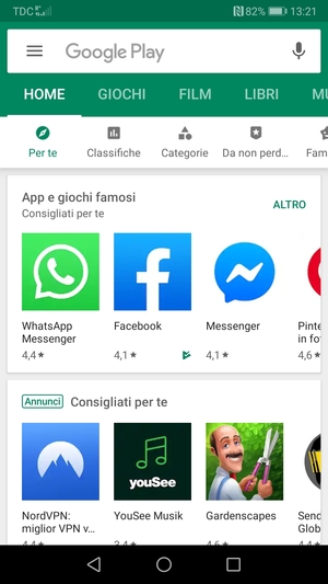 Seleziona la barra di ricerca