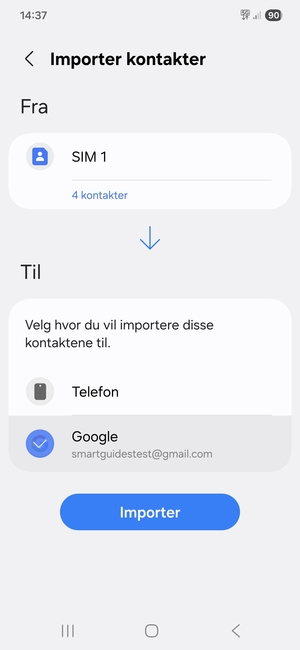 Velg Importer