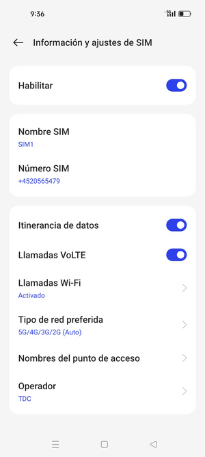Activar o desactivar Itinerancia de datos