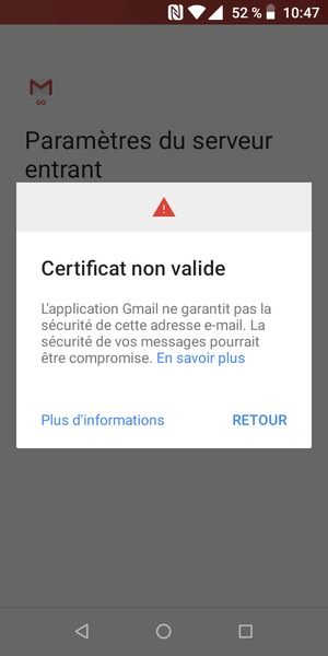 Sélectionnez RETOUR