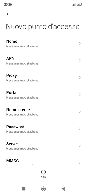 Inserisci informazioni MMS