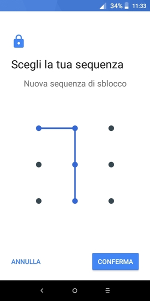 Disegna nuovamente la sequenza di sblocco e seleziona CONFERMA