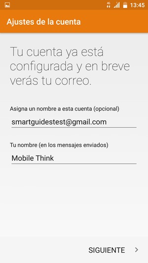 Déle a su cuenta un nombre y escriba su nombre. Seleccione SIGUIENTE