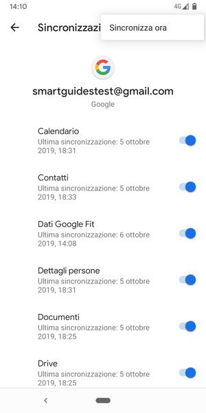 Seleziona Sincronizza ora