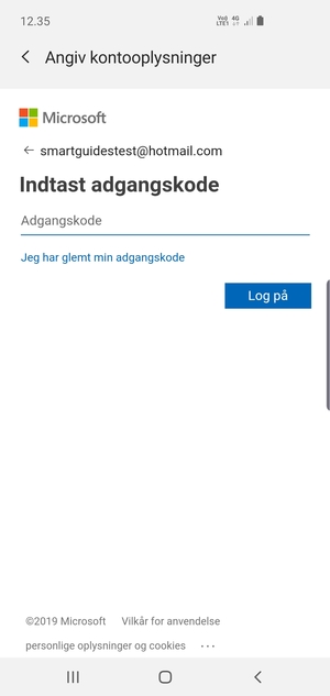 Indtast din adgangskode og vælg Log på