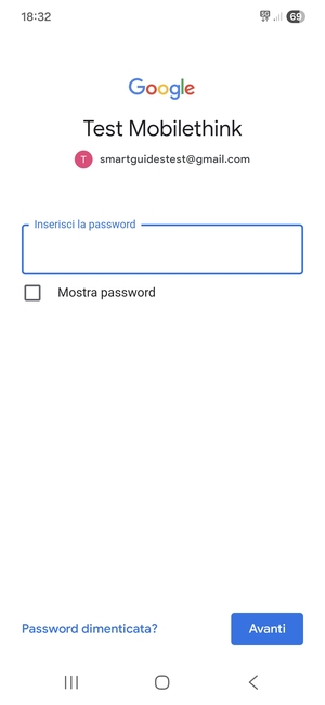 Inserisci la tua password di Gmail e seleziona Avanti