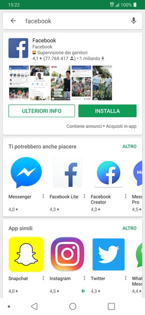 Seleziona l'applicazione
