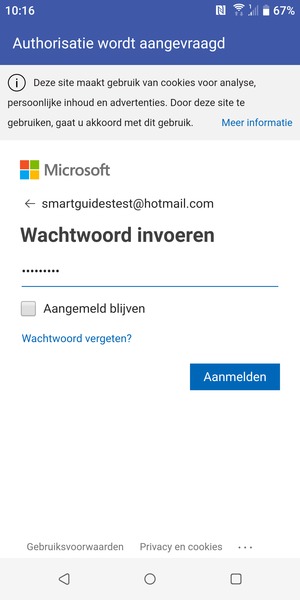 Voer uw wachtwoord in en selecteer Aanmelden 