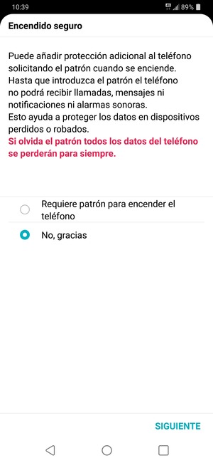 Seleccione la opción deseada y seleccione SIGUIENTE