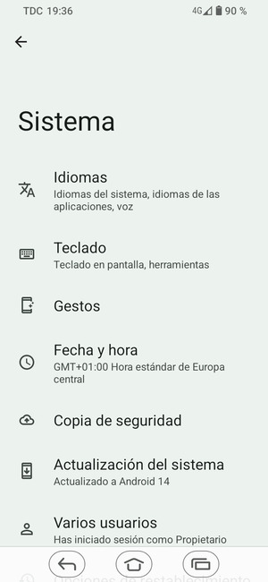 Seleccione Actualización del sistema
