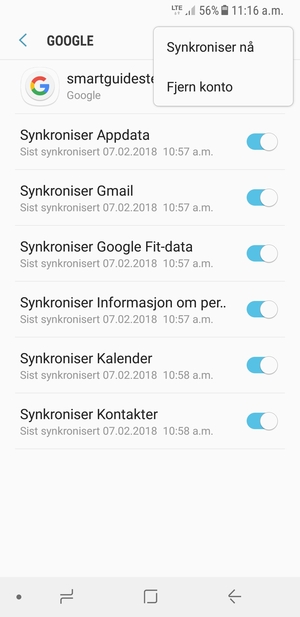 Velg Synkroniser nå