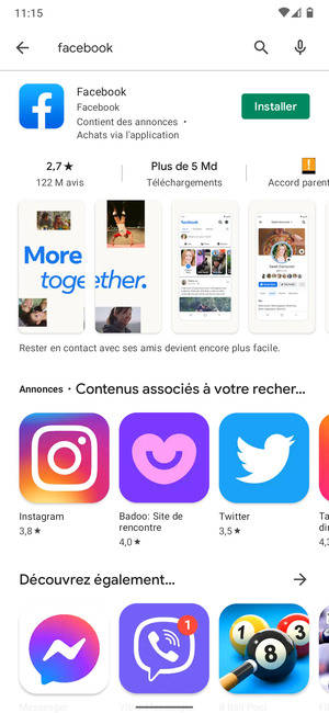 Sélectionnez l'appli