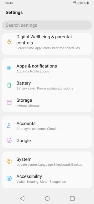 Scroll to and select System