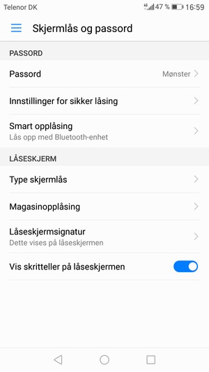 Telefonen din er nå sikret med en skjermlås