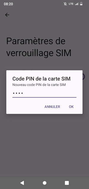 Saisissez votre Nouveau code PIN de la carte SIM et sélectionnez OK