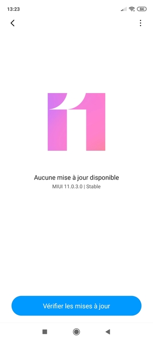 Si votre téléphone est à jour, vous verrez l'écran suivant