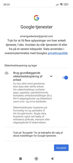 Vælg Acceptér