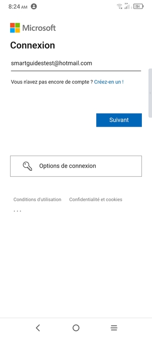 Saisissez votre adresse e-mail et sélectionnez Suivant