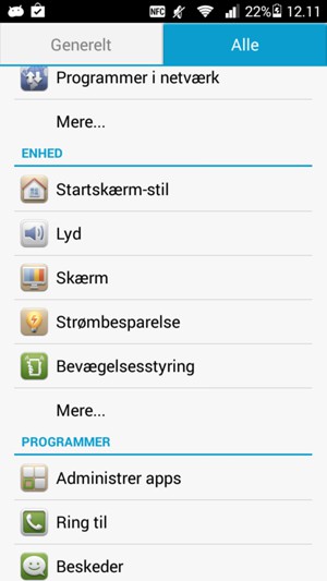 Vælg Alle og scroll til
og vælg Strømbesparelse