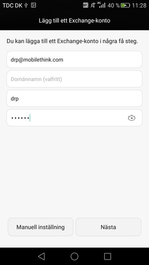 Ange din e-postadress, användarnamn och lösenord. Välj Nästa