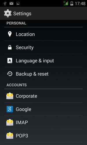 Scroll to and select Backup & reset