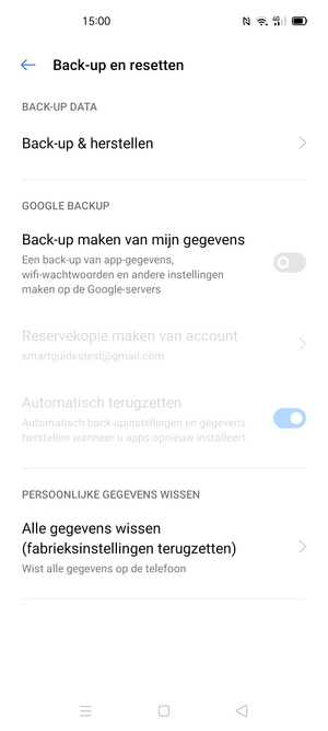 Schakel Back-up maken van mijn gegevens in
