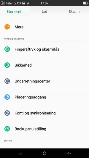 Scroll til og vælg Sikkerhed