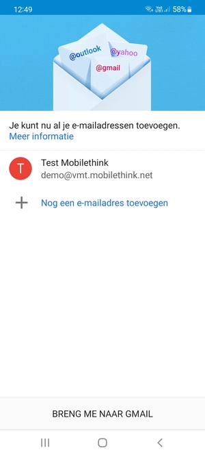 Selecteer BRENG ME NAAR GMAIL