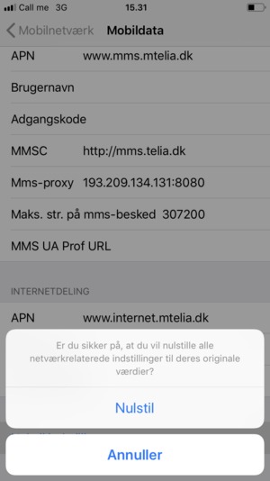 Vælg Nulstil