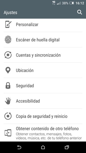 Desplácese y seleccione Seguridad