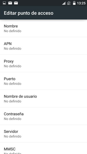 Introduzca la información de MMS