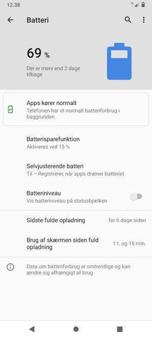 Vælg Batterisparefunktion