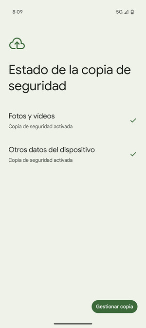 Seleccione Gestionar copia