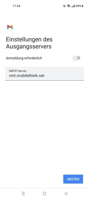 Schalten Sie Anmeldung erforderlich aus und wählen Sie WEITER