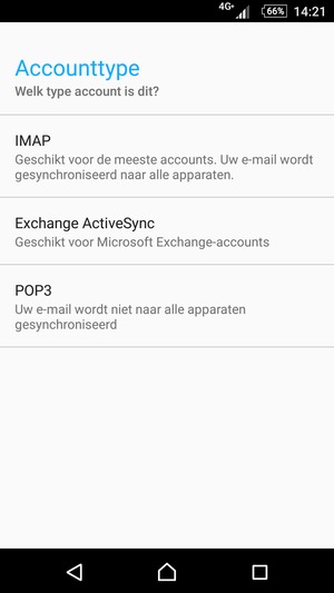 Selecteer Exchange ActiveSync