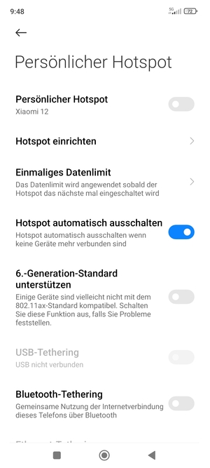 Wählen Sie Hotspot einrichten