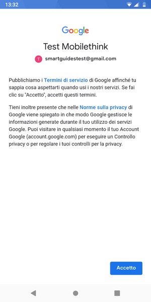 Seleziona Accetto