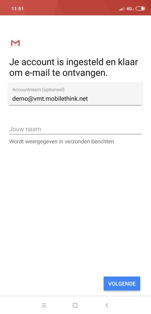 Geef uw account een naam en voer uw naam in. Selecteer VOLGENDE