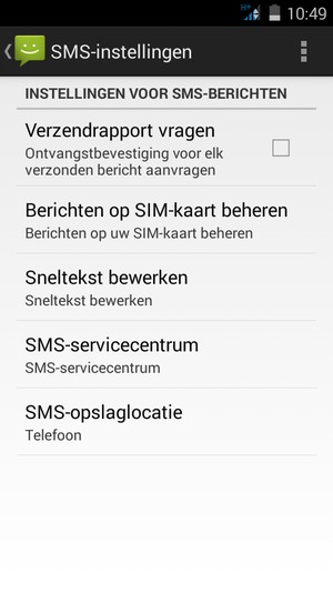 Selecteer SMS-servicecentrum