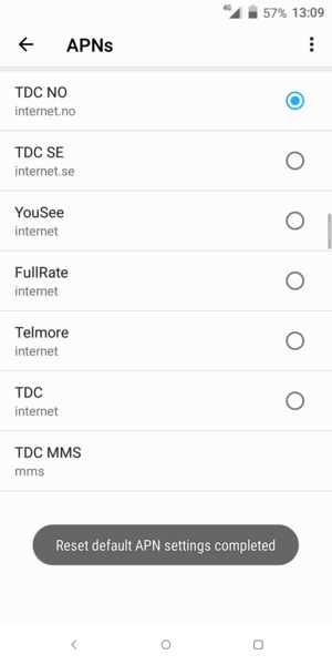 Your phone will reset to default Internet and MMS settings