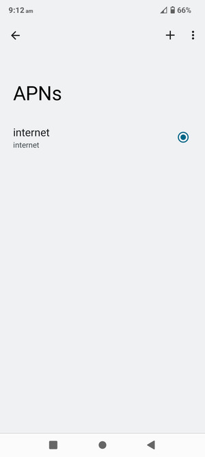 Select the Internet access point