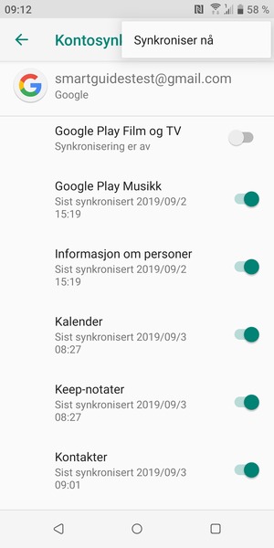 Velg Synkroniser nå